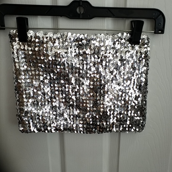 NWT VS Pink Sequin Bling Tube Top M - Picture 3 of 4